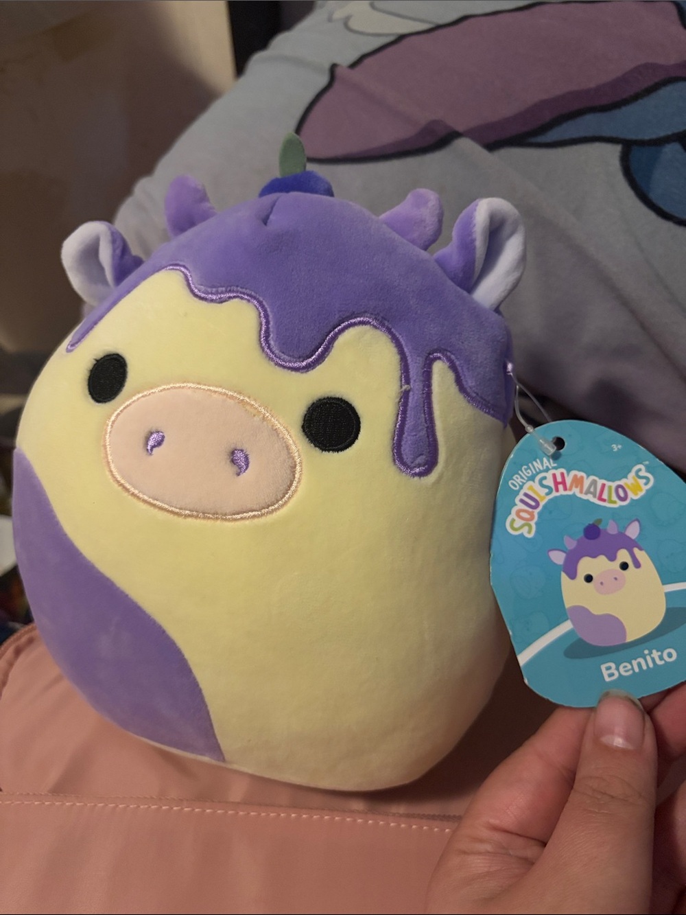 Squishmallows White  & Purple Benito Cow Plush